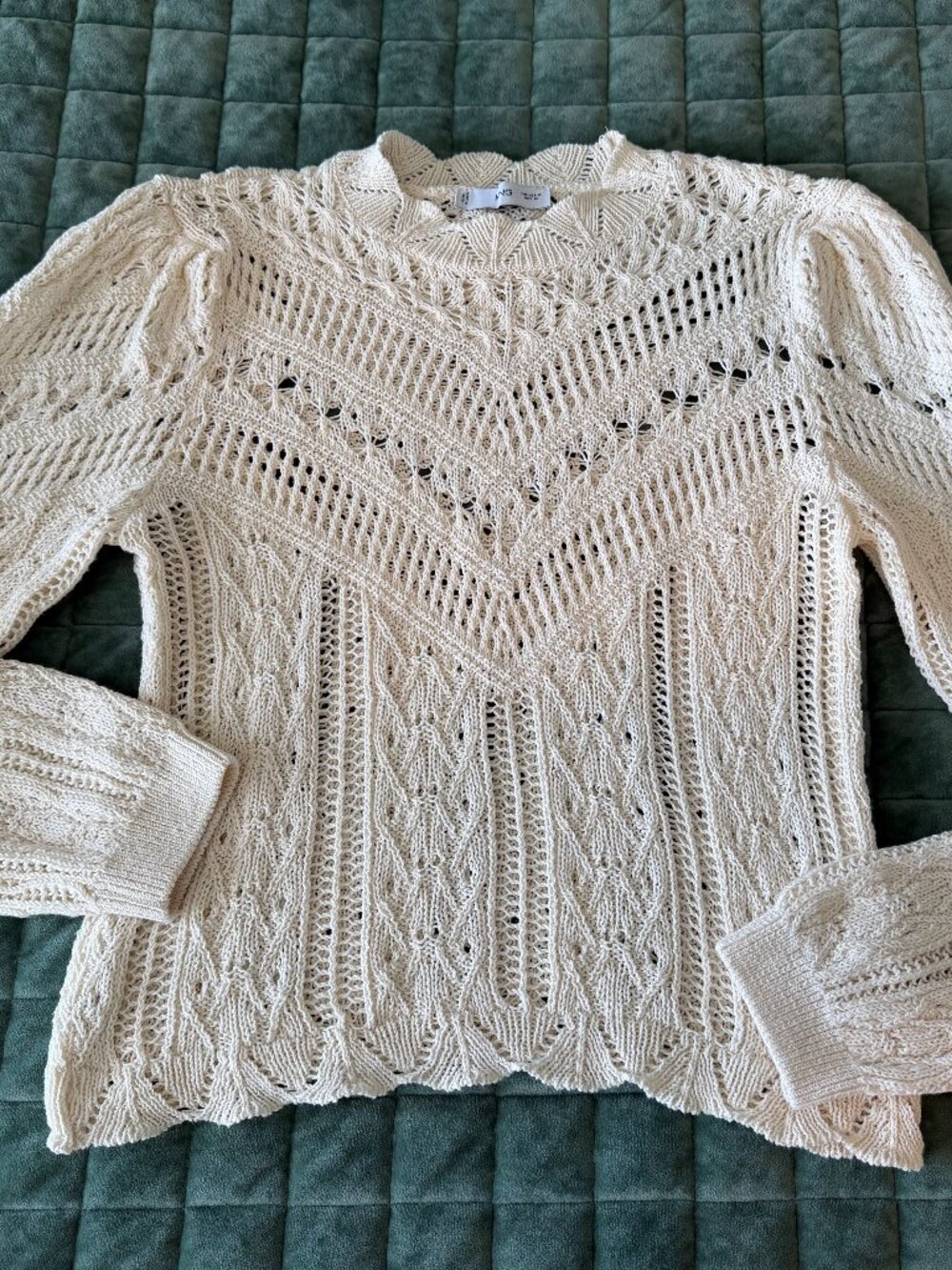 Size M Mango (MNG) Espina Open Stitch/Knitted Sweater with Lace Accents